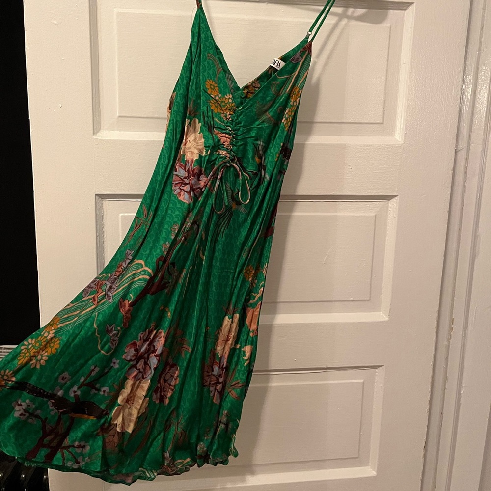 Zara Green Floral Mini Dress